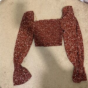 Women's Red Floral Crop Top